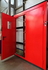 Дверь двупольная противопожарная с прямоугольным остеклением менее 25% пп стеклопакетом EI30 в Воронеже